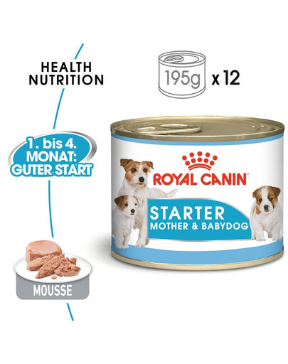 ROYAL CANIN Starter Mousse Mother & Babydog 12x195 g karma mokra - mus dla suk w czasie ciąży, laktacji oraz szczeniąt