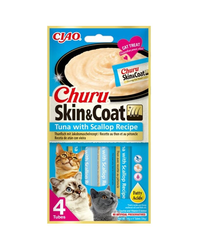 INABA Churu Skin&Coat 4x14g z tuńczykiem i przegrzebkiem dla kota