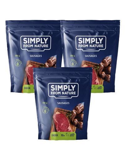 SIMPLY FROM NATURE Naturalne kiełbaski z mięsem jelenia 3 x 200 g