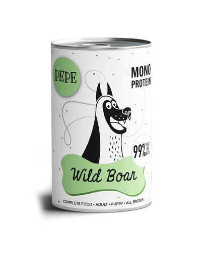 PAKA ZWIERZAKA PEPE Wild Boar 99% (dziczyzna) 12x400 g
