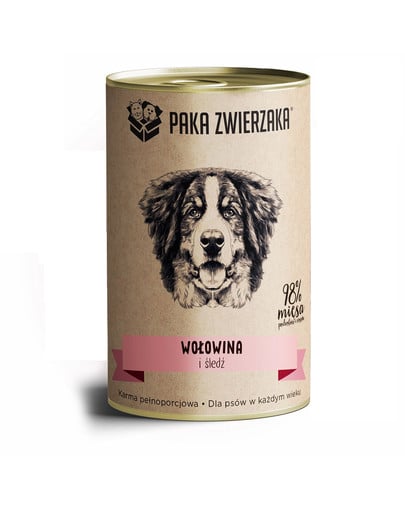 PAKA ZWIERZAKA Alimento per cani a base di manzo e aringhe 400 g