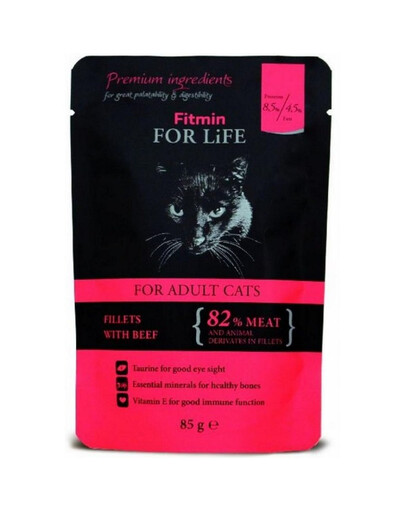 FITMIN For Life For Adult Cats Beef 28 x 85 g