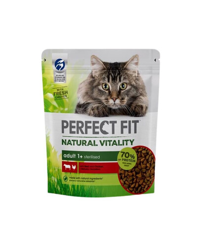 PERFECT FIT Natural Vitality 1+ con Manzo e Pollo 6x650 g - cibo secco per gatti adulti