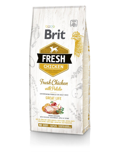 BRIT Fresh chicken with potato adult great life 2 x 12 kg + FLEXI New Comfort L Tape 8 m OFFERTE