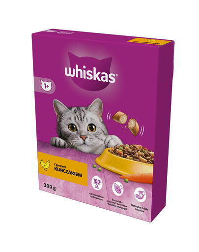 WHISKAS Adult 6x300 g alimento secco completo con delizioso pollo per gatti adulti