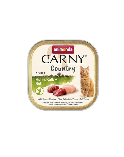 ANIMONDA Carny Country Adult Chicken, Veal, Vension 32x100 g kurczak, cielęcina i wieprzowina dla dorosłych kotów