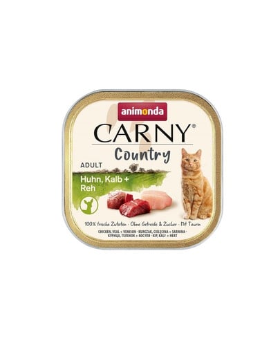 ANIMONDA Carny Country Adult Chicken, Veal, Vension 12x100 g kurczak, cielęcina i wieprzowina dla dorosłych kotów