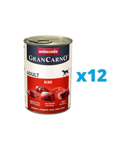 ANIMONDA GranCarno zestaw z wołowiną i sercami 12 x 800 g