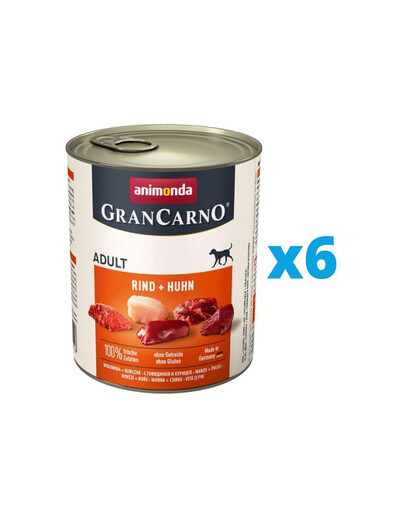 ANIMONDA GranCarno zestaw z wołowiną i kurczakiem 6 x 800 g