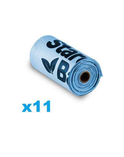 STARCH BAG Kompostowalne BIOworki na odchody 11 rolek x 15 szt., niebieski