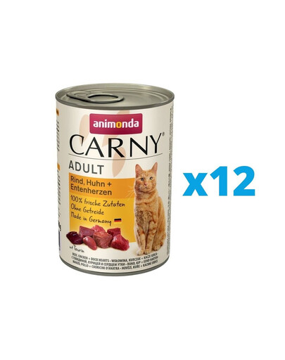ANIMONDA Carny zestaw wołowina, kurczak, kacze serca 12 x 400 g