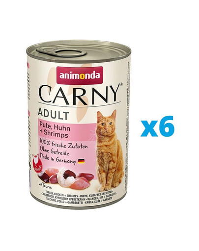 ANIMONDA Carny zestaw Wołowina/Indyk/Krewetki 6 x 400 g