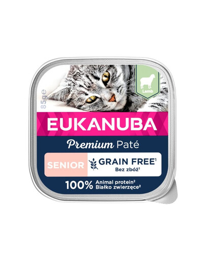 EUKANUBA Grain Free Senior pasztet dla starszych kotów Jagnięcina 16 x 85 g