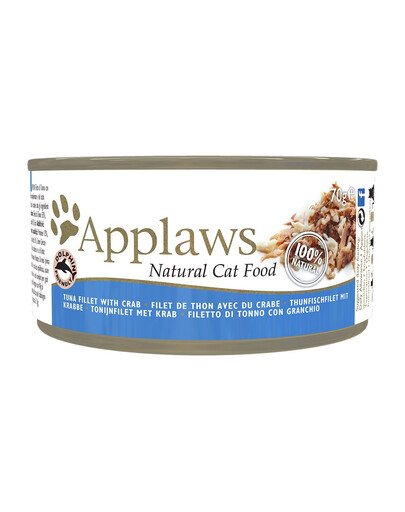 APPLAWS Cat Tin Cibo umido per gatti con tonno e granchio 12x6x70g