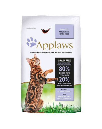 APPLAWS Cibo secco per gatti con pollo e anatra 7,5 kg