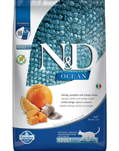FARMINA N&D Ocean Adult Cat Herring, Pumpkin & Orange 5 kg
