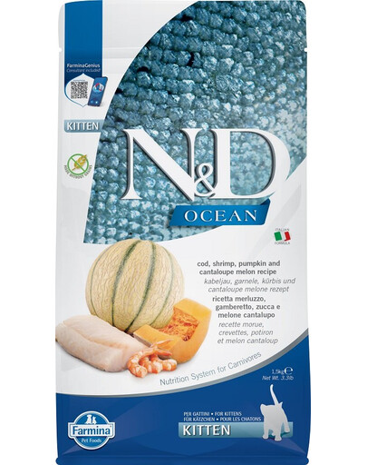 FARMINA N&D Ocean Cat Kitten Cod, Shrimp, Pumpkin & Cantaloupe  1,5 kg