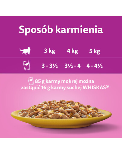 WHISKAS Adult 28x85g cibo umido per gatti adulti in gelatina di pollo