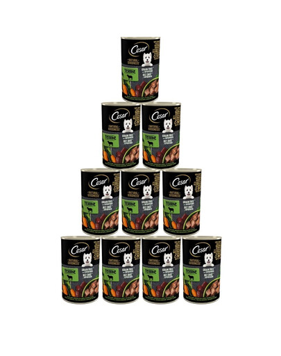 CESAR puszka 12x400g - mokra karma pełnoporcjowa dla dorosłych psów bogata w jagnięcinę, przybrana marchewką, ziemniakami i szpinakiem
