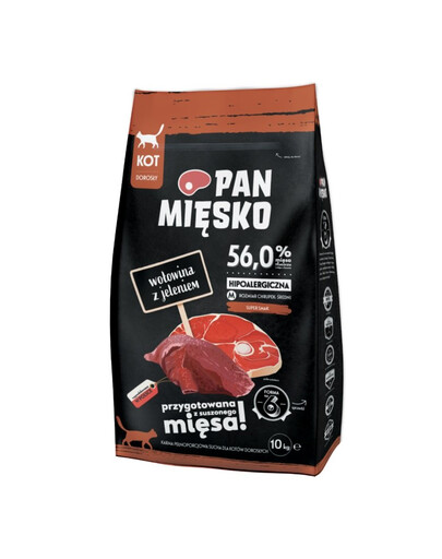 PAN MIĘSKO Wołowina z jeleniem dla kota chrupki M 10kg