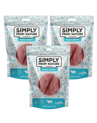 SIMPLY FROM NATURE Meat Strips Mięsne paski z baraniną i ryżem dla psów 3x80 g