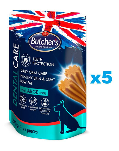 BUTCHER'S Dental Care for Large Dogs 5x270g przysmaki denstystyczne dla psów ras dużych