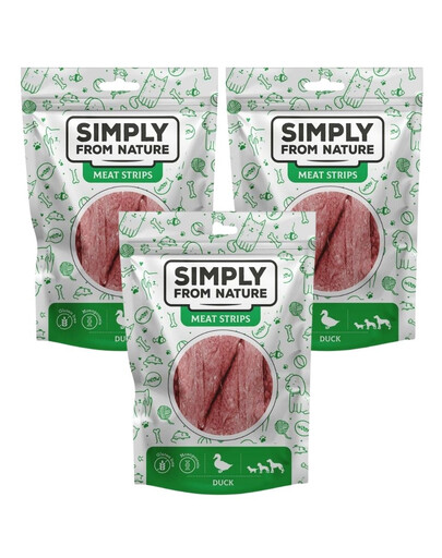 SIMPLY FROM NATURE Meat Strips Mięsne paski z kaczki dla psów 3x80 g