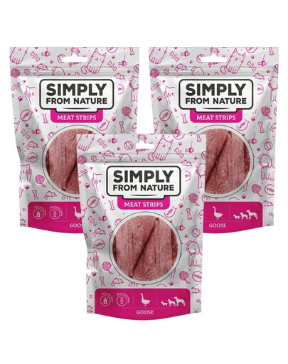 SIMPLY FROM NATURE Meat Strips Mięsne paski z gęsi dla psów 3x80 g