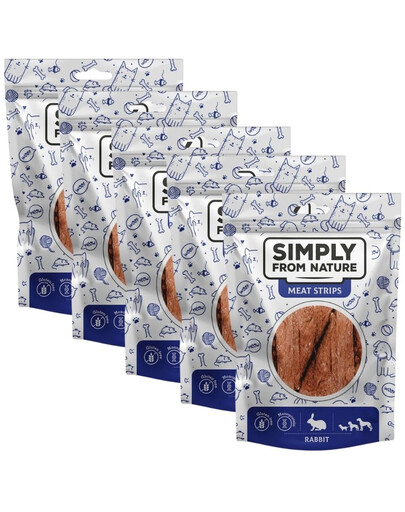 SIMPLY FROM NATURE Meat Strips Mięsne paski z królika dla psów 5x80 g