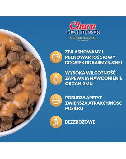 INABA Meal Topper Tuna Scallop 4x14 g kremowy dodatek z tuńczykiem i przegrzebkiem do karmy dla kotów