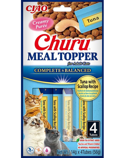Meal Topper Tuna Scallop 4x14 g kremowy dodatek z tuńczykiem i przegrzebkiem do karmy dla kotów