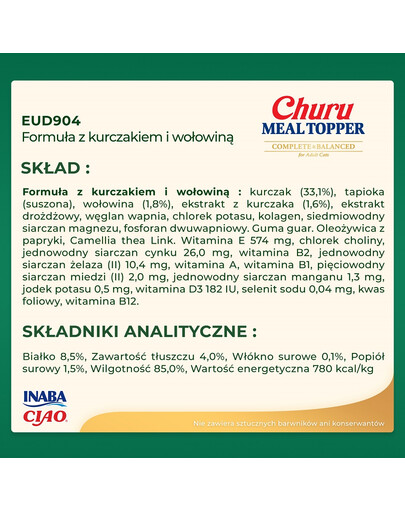 INABA Dog Meal Topper Chicken Beef 4x14 g kremowy dodatek z kurczakiem i wołowiną do karmy dla psów