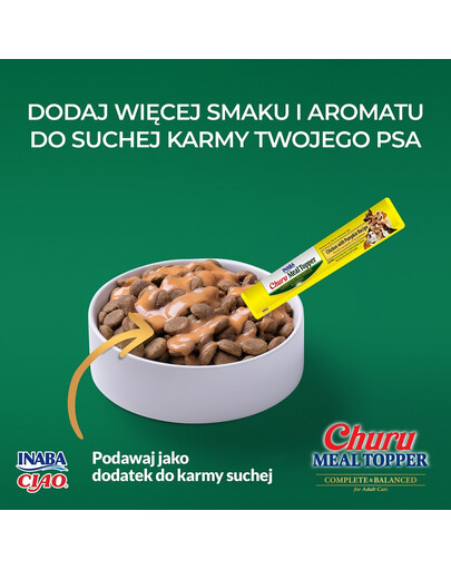 INABA Dog Meal Topper Chicken Beef 4x14 g kremowy dodatek z kurczakiem i wołowiną do karmy dla psów