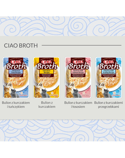 INABA CIAO Broth Bulion z kurczakiem i przegrzebkami dla kotów 40g