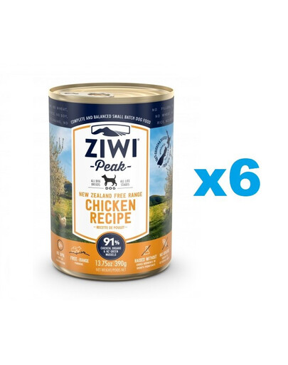 ZIWIPEAK Dog Chicken Pâtée pour chien au poulet 6x390g