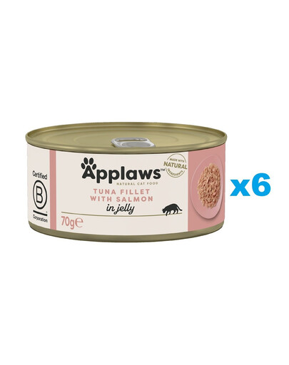 APPLAWS Cat Adult Tuna Fillet with Salmon in Jelly tuńczyk i łosoś w galarecie 6x70g