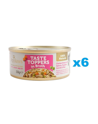 APPLAWS Taste Toppers Pierś z kurczaka, łosoś, dynia w bulionie 6x156 g