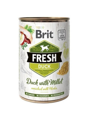 BRIT FRESH Duck with millet nourriture humide pour chiens au canard et au millet 400 g