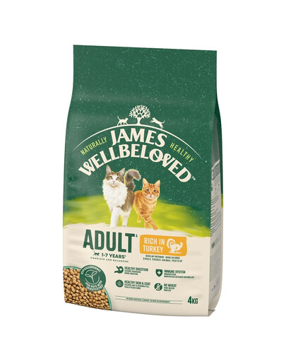 Croquettes complètes pour chats adultes de 1 à 7 ans riches en dinde 4kg