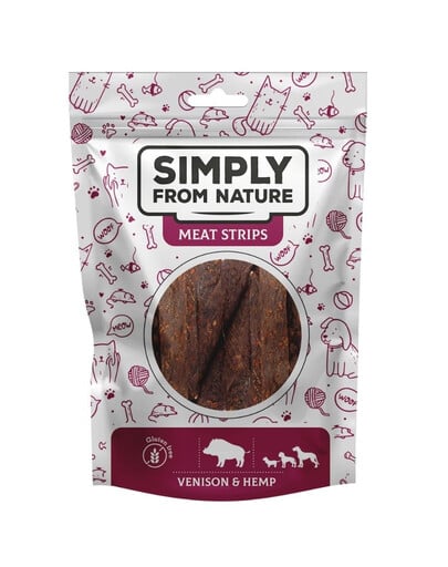 SIMPLY FROM NATURE Meat Strips - Bandes de viande de venaison et de chanvre pour chiens - 80 g