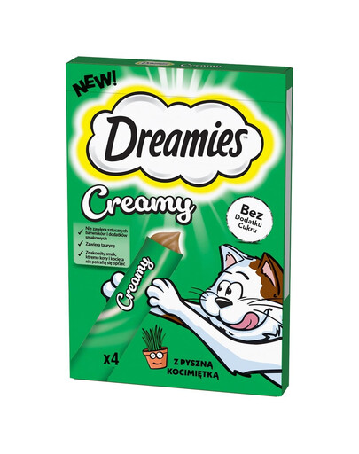 DREAMIES Nourriture complémentaire crémeuse avec de l'herbe à chat 4x10 g