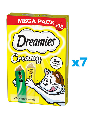 DREAMIES Creamy MEGA PACK karma uzupełniająca z serem i z kocimiętką 84x10 g