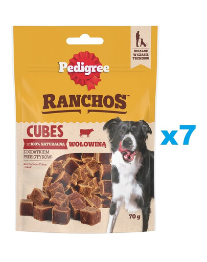 PEDIGREE Ranchos Cubes 7x70 g karma uzupełniająca dla dorosłych psów z wołowiną