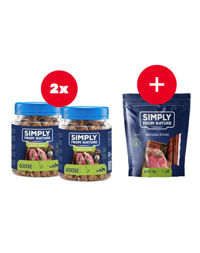 SIMPLY FROM NATURE Smart Bites Friandises à base de viande d'oie pour chiens 2 x 130 g + friandise GRATUITE