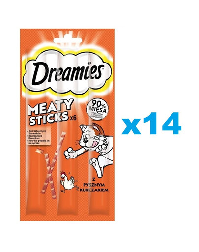 DREAMIES Meaty Sticks pałeczki z pysznym kurczakiem dla dorosłych kotów 14x30 g