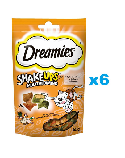 DREAMIES ShakeUps Multivitamins 6x55g przysmak dla kota z kurczakiem, kaczką i kocimiętką