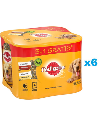 PEDIGREE Adult 24x400 g mokra pełnoporcjowa karma dla dorosłych psów w galaretce z kurczakiem i wołowiną