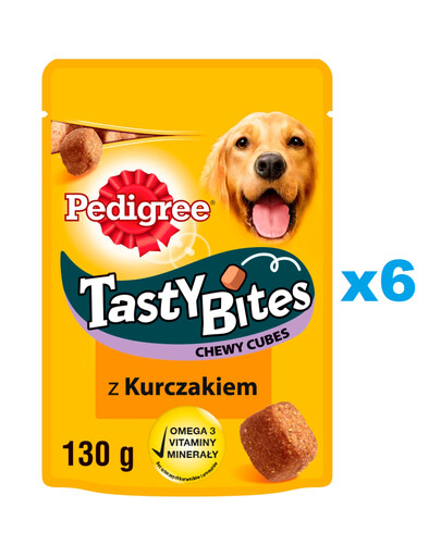 PEDIGREE Tasty Bites Chewy Cubes przysmak dla psów z kurczakiem 6x130 g