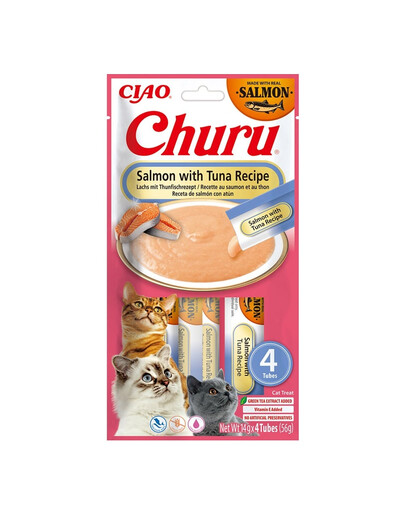 Churu Cat Salmon with Tuna 4x14g kremowy przysmak dla kota o smaku łososia i tuńczyka