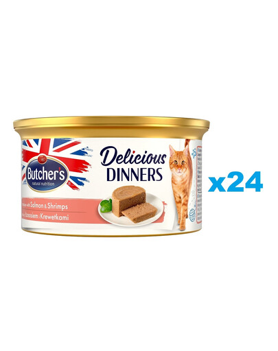 BUTCHER'S Classic Delicious Dinners z łososiem i krewetkami mus 24x85 g